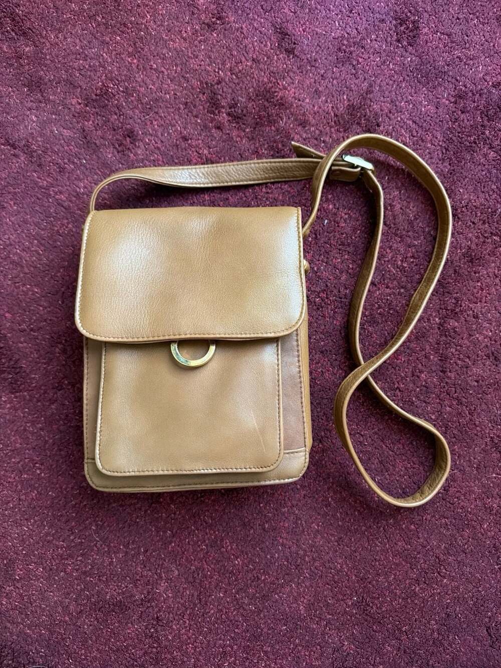 Jacqueline Ferrar Vintage Brown Leather Crossbody Bag with Deep Pockets